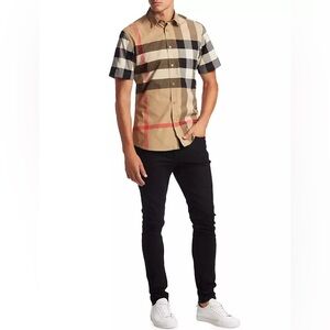 Boys Check Pattern Short sleeve button down shirt